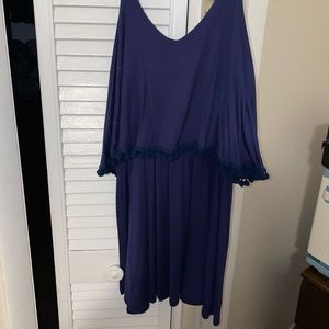 Navy Blue Swing Dress with Adjustable Tying Straps